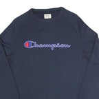 CHAMPION Mens Navy Blue Cotton Blend Sweatshirt S Crew Neck Pullover Casual