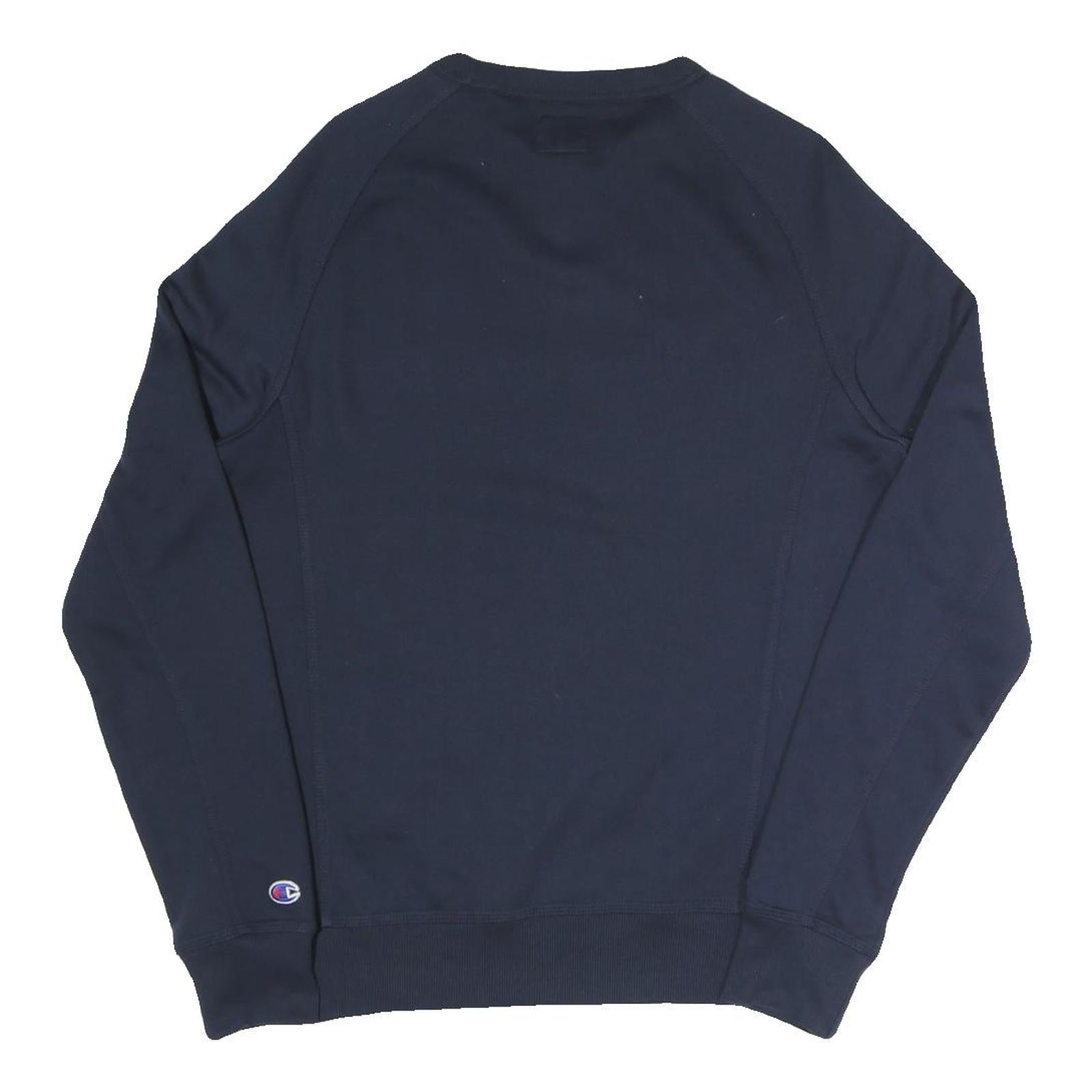 CHAMPION Mens Navy Blue Cotton Blend Sweatshirt S Crew Neck Pullover Casual