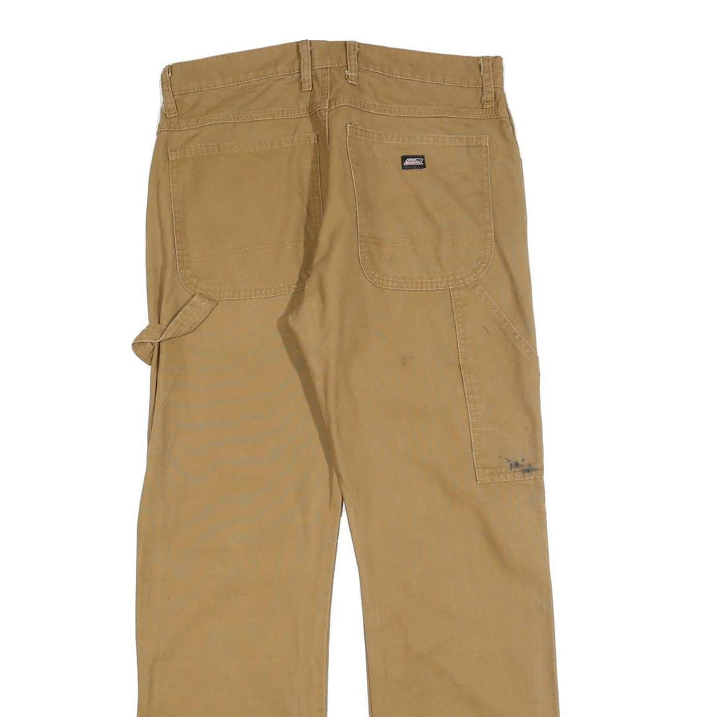 DICKIES Mens Cotton Blend Beige Regular Fit Straight Leg Trousers W32 L32