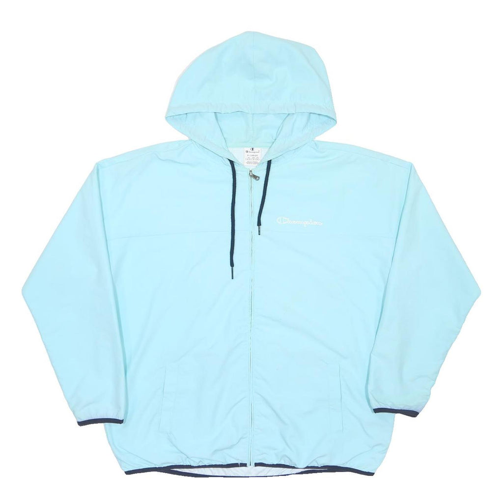 CHAMPION Mens Blue Hooded Zip Jacket XL Polyester Lightweight Sportswear