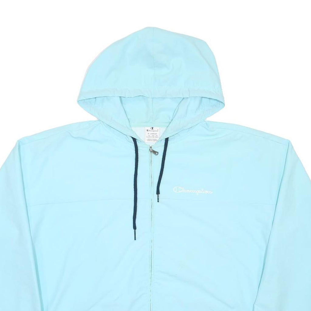 CHAMPION Mens Blue Hooded Zip Jacket XL Polyester Lightweight Sportswear