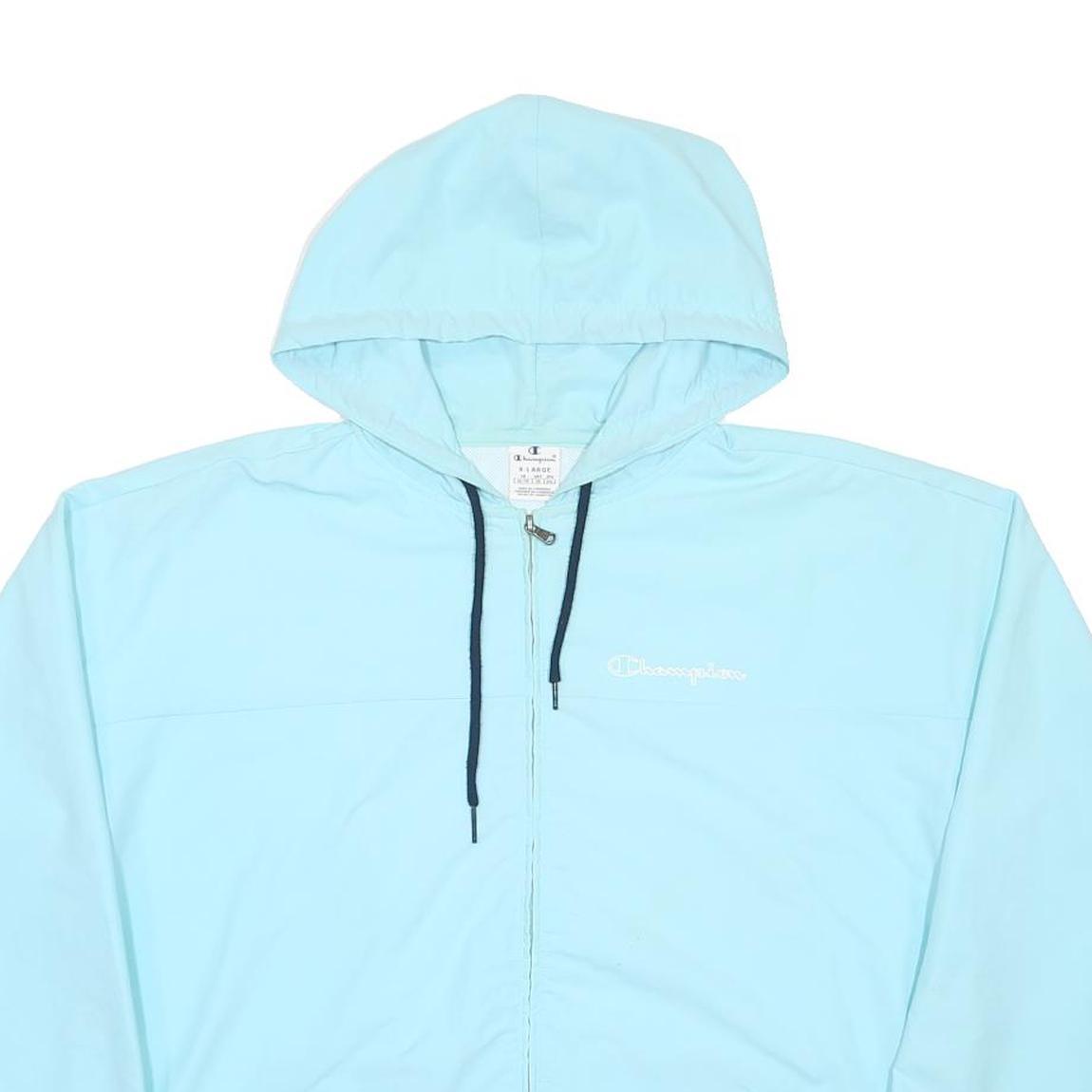 CHAMPION Mens Blue Hooded Zip Jacket XL Polyester Lightweight Sportswear