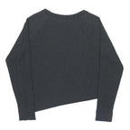 NIKE Womens Black Sweatshirt Crew Neck M Cotton Blend Sports Logo Asymmetric Hem