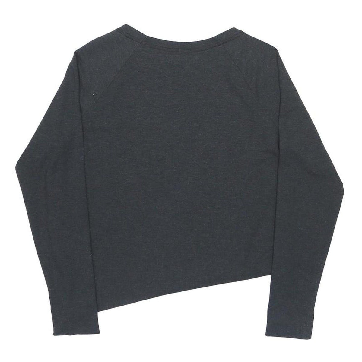NIKE Womens Black Sweatshirt Crew Neck M Cotton Blend Sports Logo Asymmetric Hem