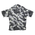 LINQUINE BARS Mens Black & Grey Rayon Hawaiian Shirt L Tropical Floral Print