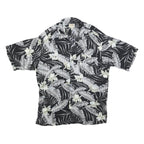 LINQUINE BARS Mens Black & Grey Rayon Hawaiian Shirt L Tropical Floral Print