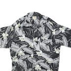 LINQUINE BARS Mens Black & Grey Rayon Hawaiian Shirt L Tropical Floral Print