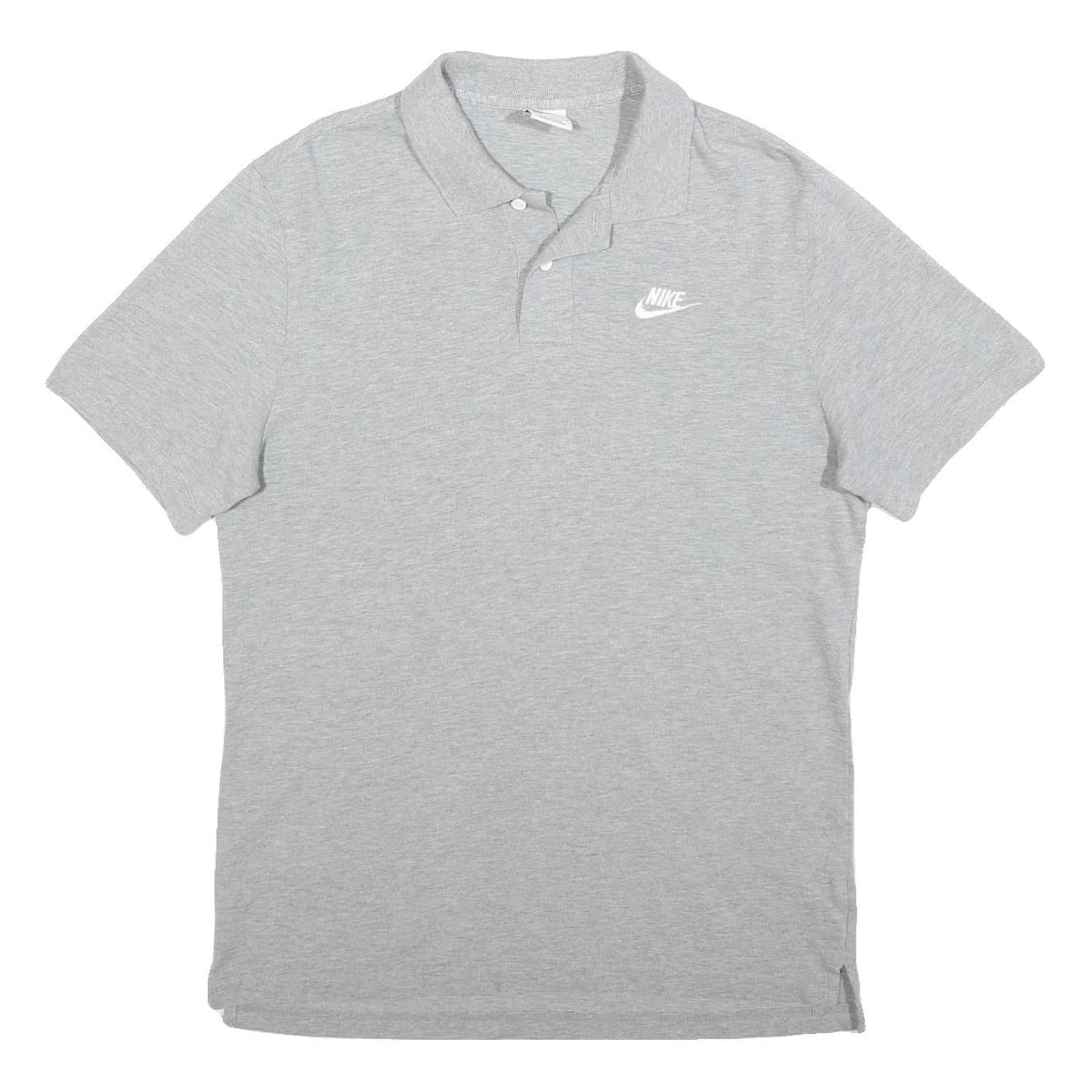 NIKE Mens Grey Short Sleeve Plain Polo Shirt M Cotton Casual Sportswear