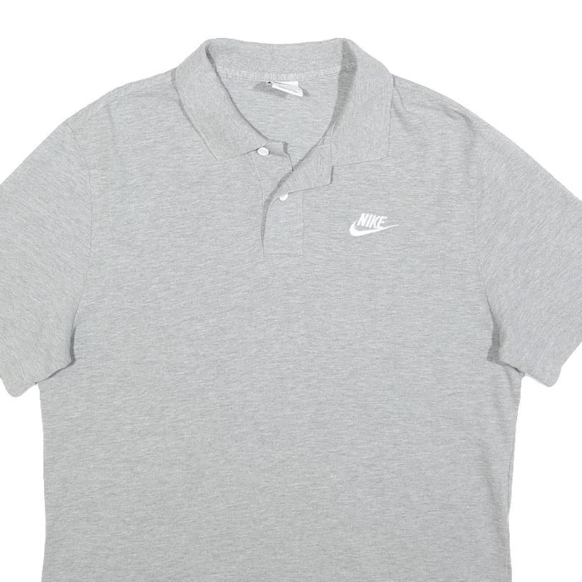 NIKE Mens Grey Short Sleeve Plain Polo Shirt M Cotton Casual Sportswear