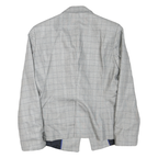 ZARA Womens Grey Checked Blazer Jacket L Cotton Blend Button Closure Classic Fit