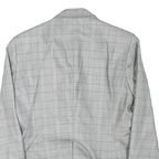 ZARA Womens Grey Checked Blazer Jacket L Cotton Blend Button Closure Classic Fit