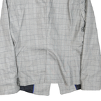 ZARA Womens Grey Checked Blazer Jacket L Cotton Blend Button Closure Classic Fit
