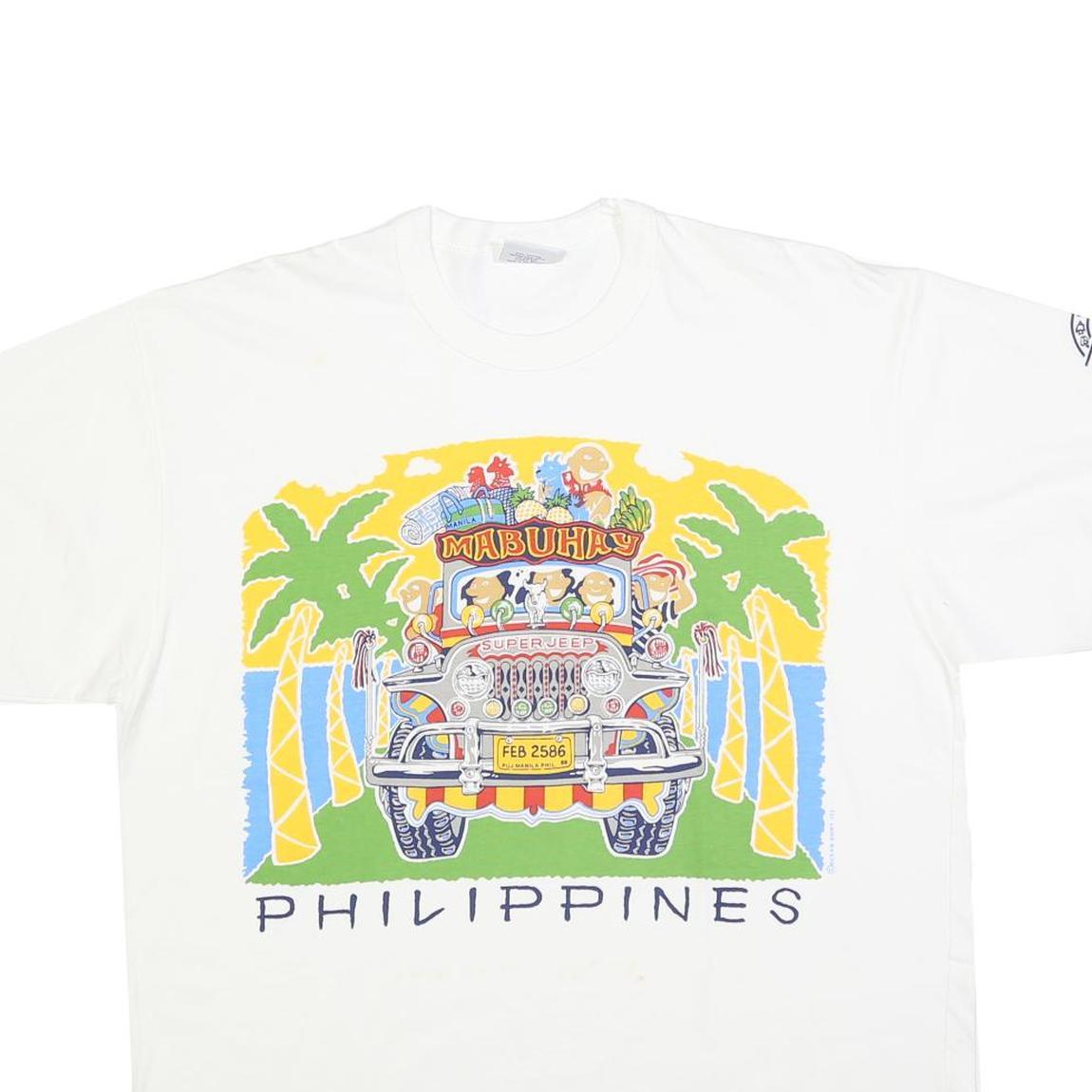 OCEAN SHIRTS Mens White Mabuhay Philippines Graphic T-Shirt L Short Sleeve Crew