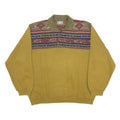KAPPA Mens Yellow & Green Red Polo Collar Geometric Print Pullover M Cotton