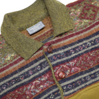 KAPPA Mens Yellow & Green Red Polo Collar Geometric Print Pullover M Cotton