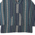 Womens Blue & White Patterned Hoodie L Cotton Blend Relaxed Fit Casual