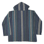 Womens Blue & White Patterned Hoodie L Cotton Blend Relaxed Fit Casual