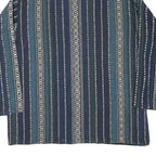 Womens Blue & White Patterned Hoodie L Cotton Blend Relaxed Fit Casual