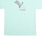 HANES Mens Light Blue Graphic T-Shirt L Short Sleeve Crew Neck Duck Print