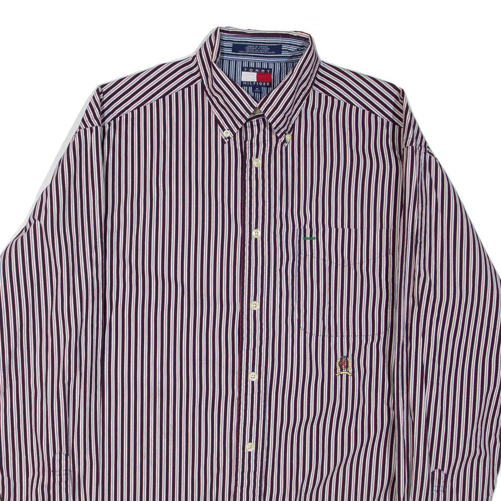 TOMMY HILFIGER Mens Shirt Red Striped Long Sleeve M