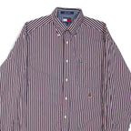 TOMMY HILFIGER Mens Shirt Red Striped Long Sleeve M
