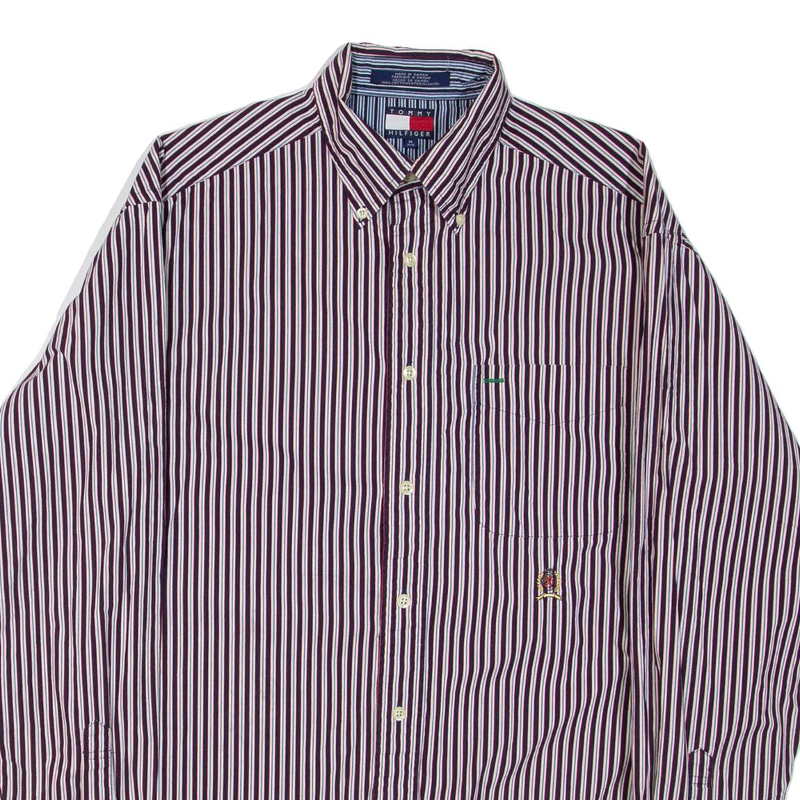 TOMMY HILFIGER Mens Shirt Red Striped Long Sleeve M