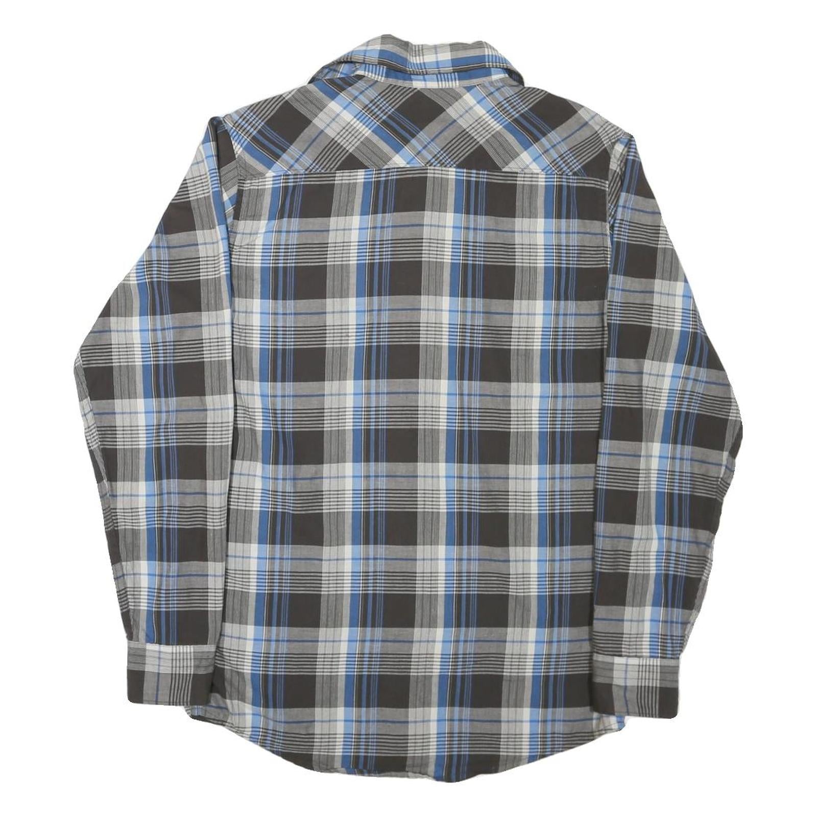 WRANGLER Mens Black & Blue Check Shirt S Classic Western Button Front Casual