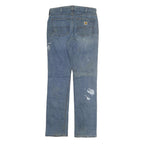 CARHARTT Mens Slim Blue Denim Jeans W32 L34 Workwear Zip Closure