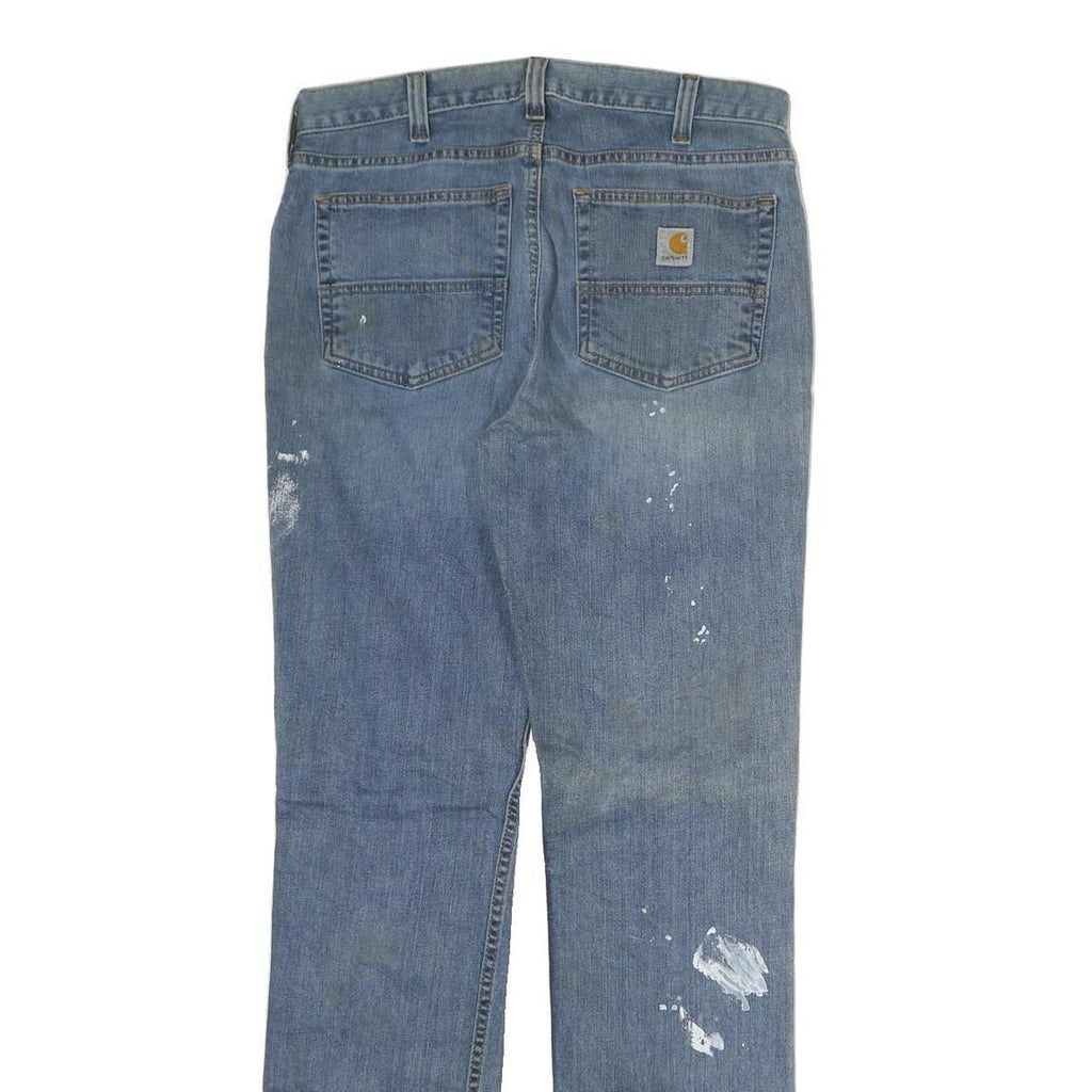 CARHARTT Mens Slim Blue Denim Jeans W32 L34 Workwear Zip Closure