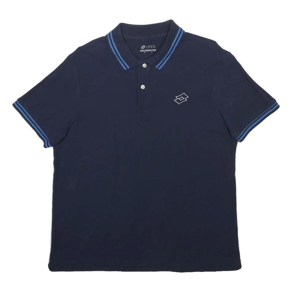 LOTTO Mens Navy Blue Short Sleeve Polo Shirt S Cotton Blend Casual
