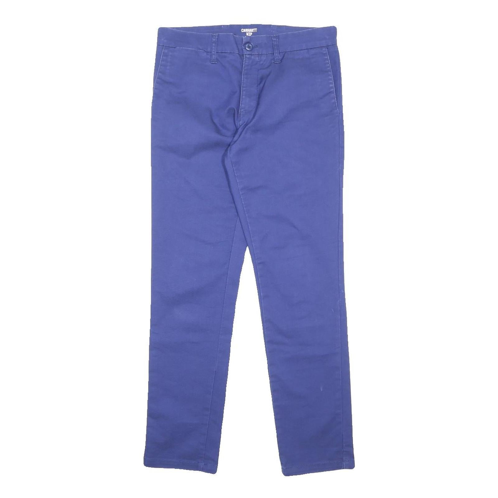 CARHARTT WIP Mens Cotton Blend Blue Slim Straight Trousers W30 L30 Casual