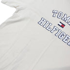 TOMMY HILFIGER Boys White Cotton Blend Graphic T-Shirt L Short Sleeve Crew Neck