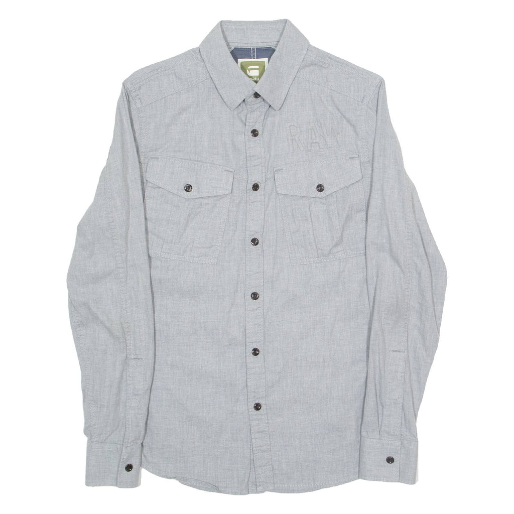 G-STAR Mens Plain Shirt Grey Long Sleeve M