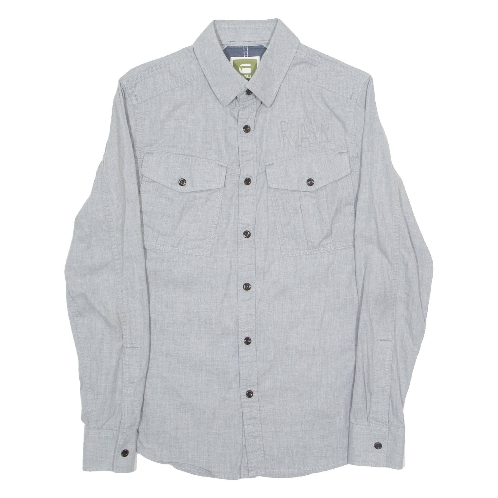 G-STAR Mens Plain Shirt Grey Long Sleeve M
