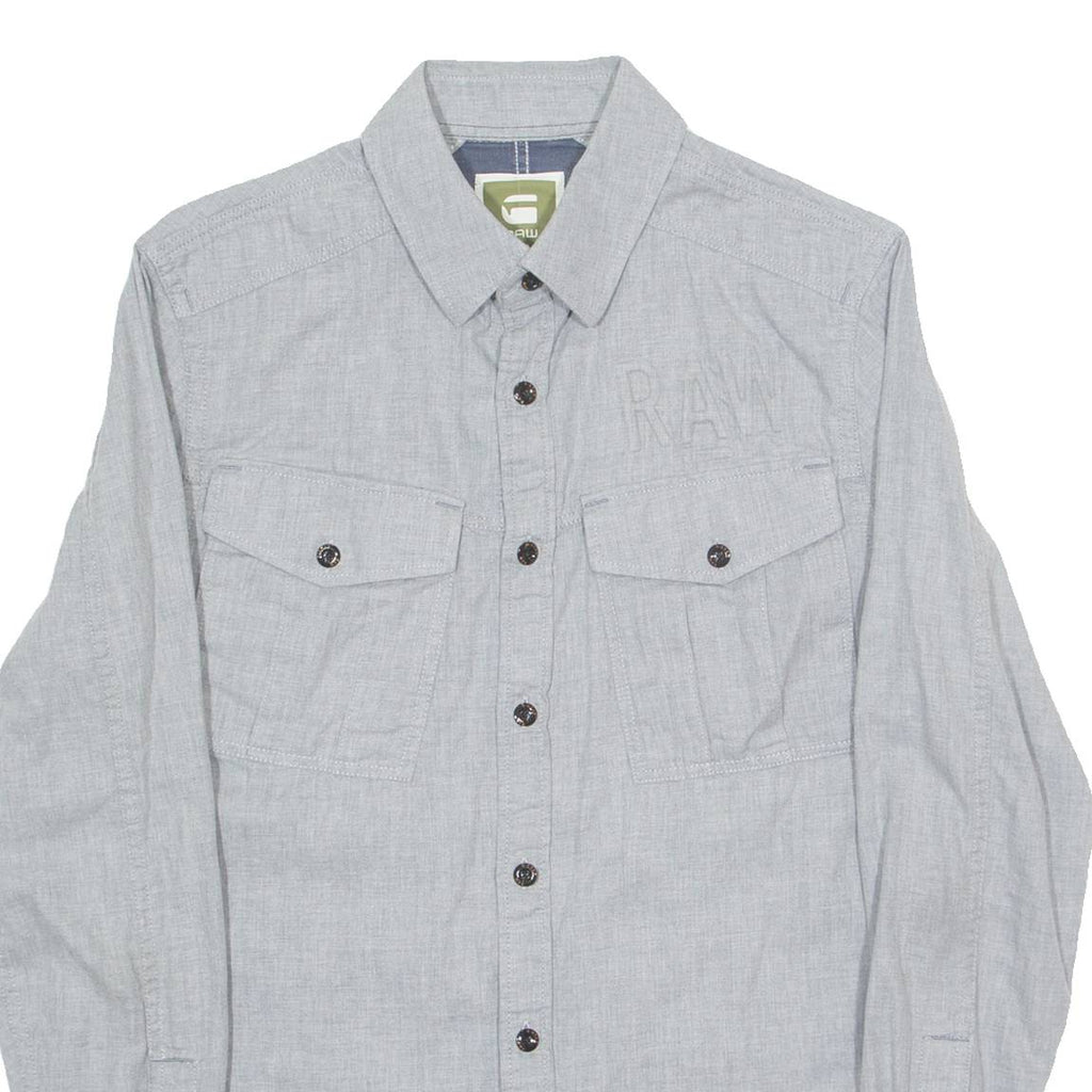 G-STAR Mens Plain Shirt Grey Long Sleeve M