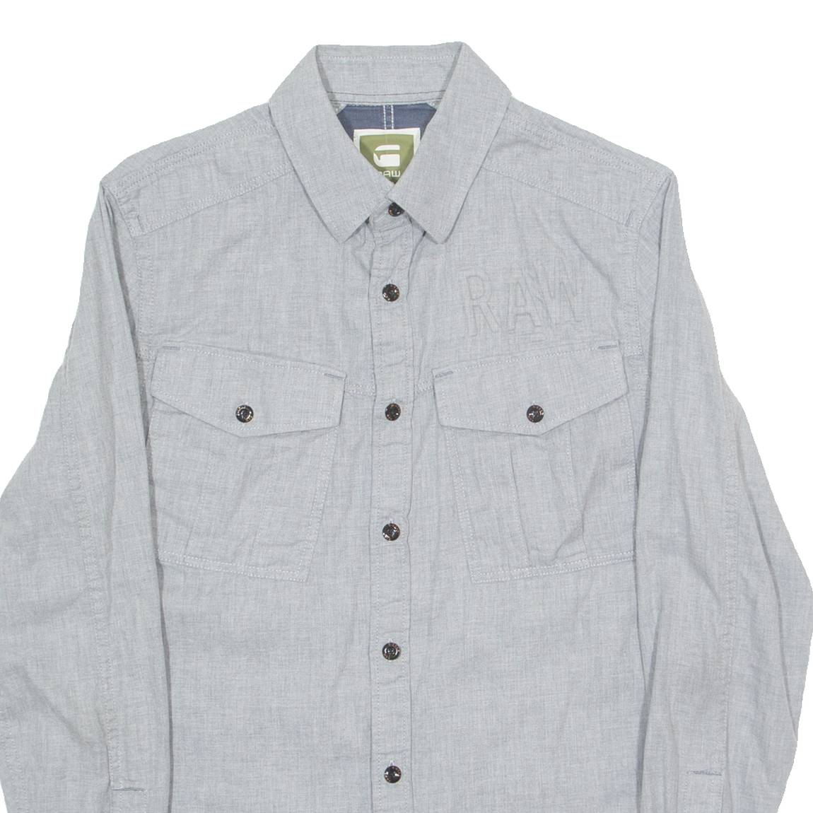 G-STAR Mens Plain Shirt Grey Long Sleeve M