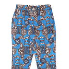 Womens Cotton Blend Blue & Brown Relaxed Straight Trousers W29 L26 Printed