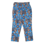 Womens Cotton Blend Blue & Brown Relaxed Straight Trousers W29 L26 Printed