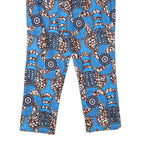Womens Cotton Blend Blue & Brown Relaxed Straight Trousers W29 L26 Printed