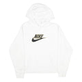 NIKE Womens White Hoodie M Cotton Blend Pullover Sweatshirt Logo Print