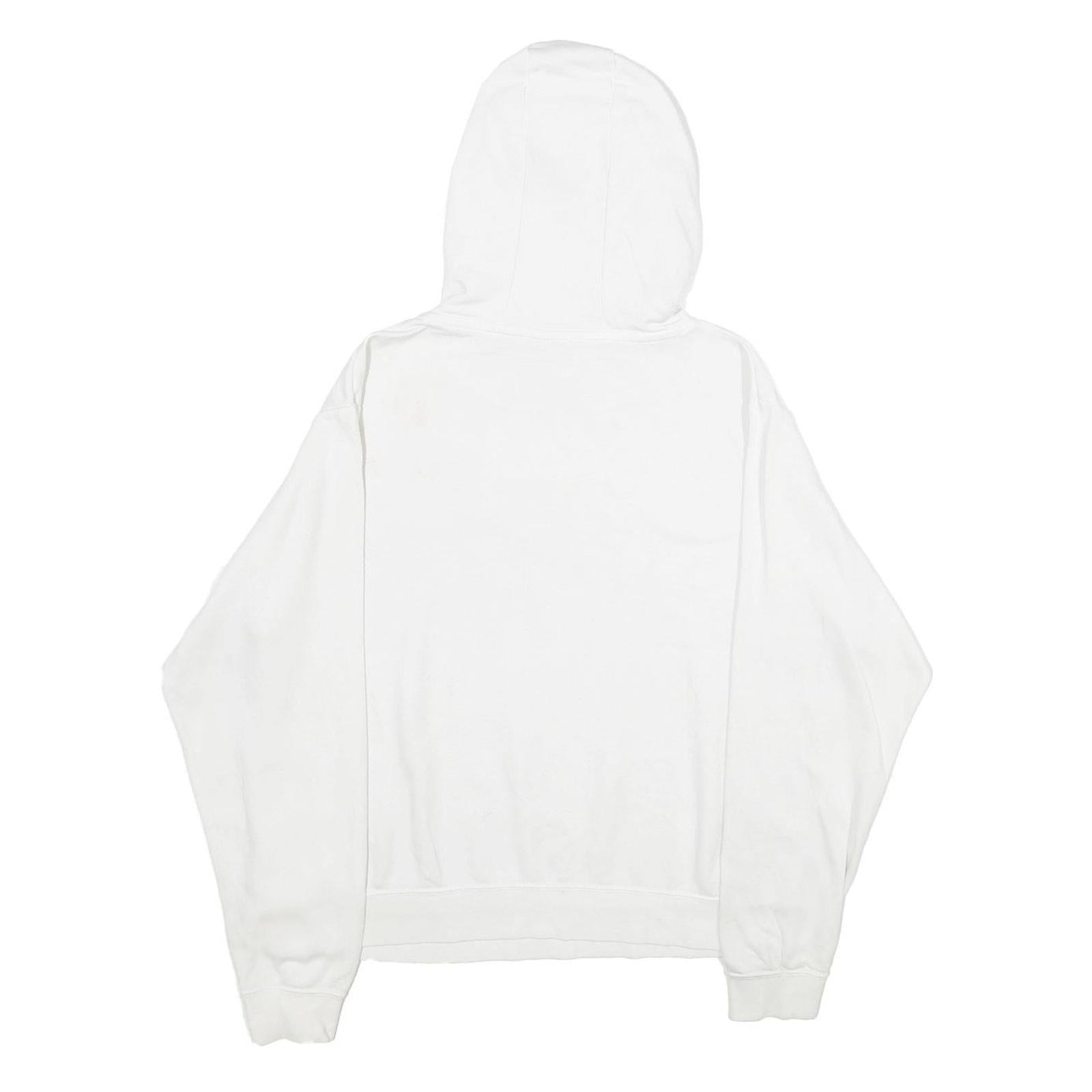 NIKE Womens White Hoodie M Cotton Blend Pullover Sweatshirt Logo Print