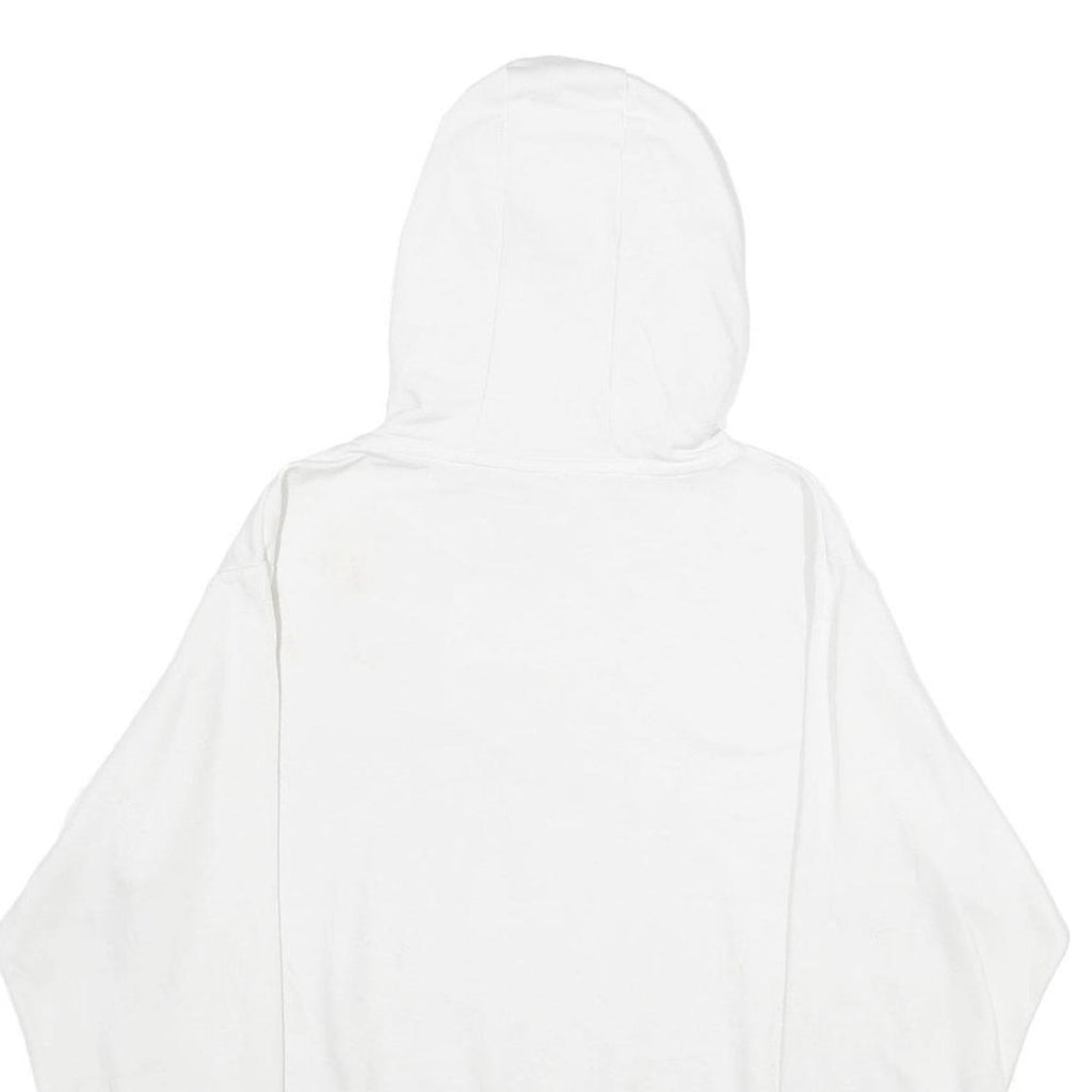 NIKE Womens White Hoodie M Cotton Blend Pullover Sweatshirt Logo Print