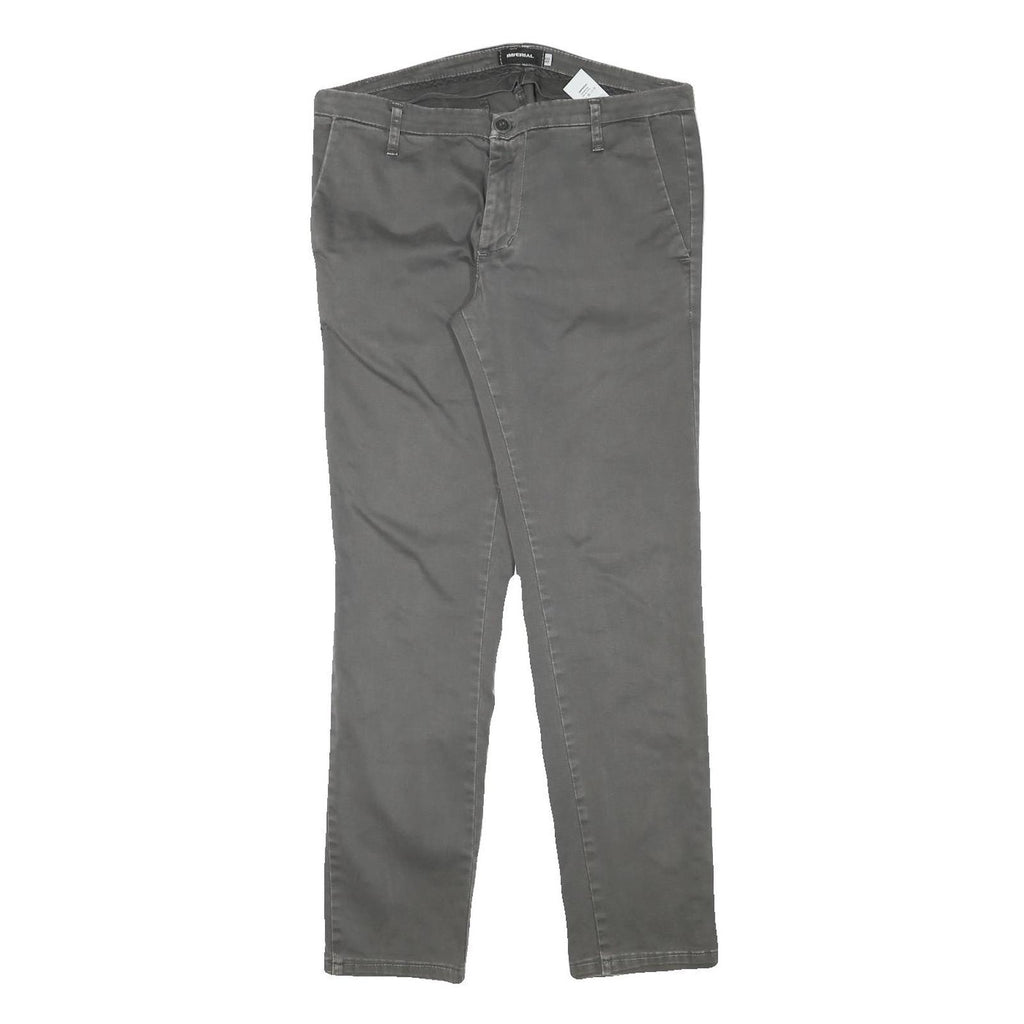 IMPERIAL Mens Cotton Blend Grey Slim Straight Trousers W32 L30 Formal Casual