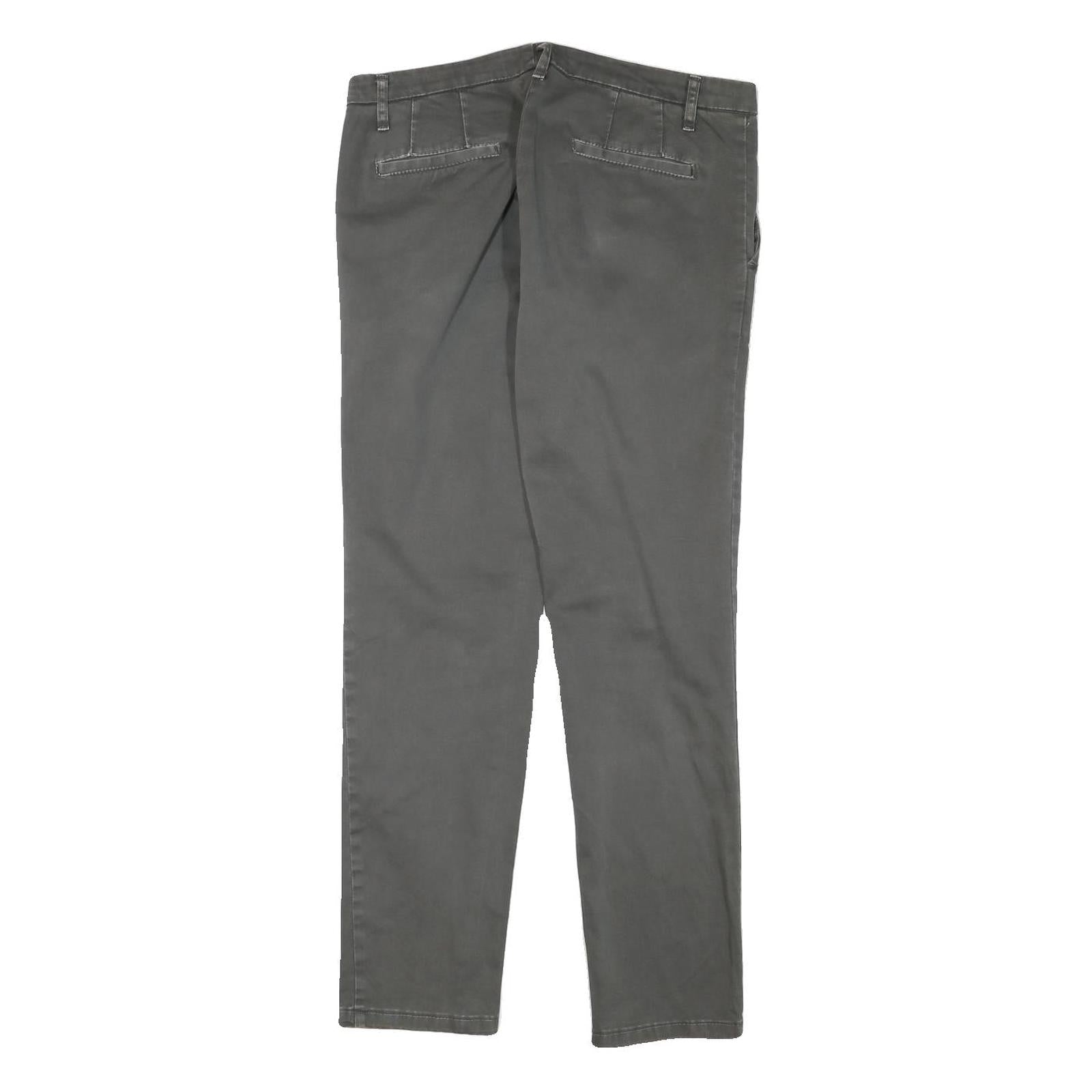 IMPERIAL Mens Cotton Blend Grey Slim Straight Trousers W32 L30 Formal Casual