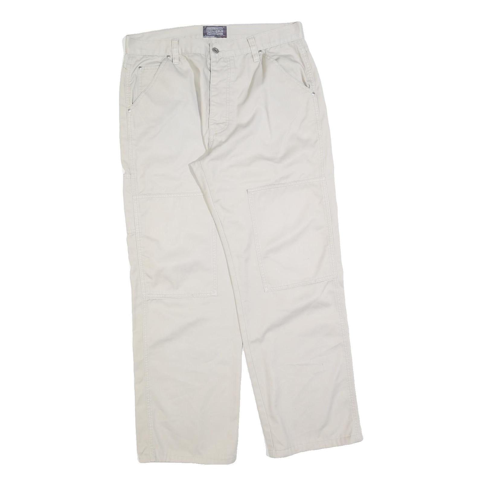 TEDDYS Womens Cotton Blend Beige Regular Straight Trousers W34 L30 Casual