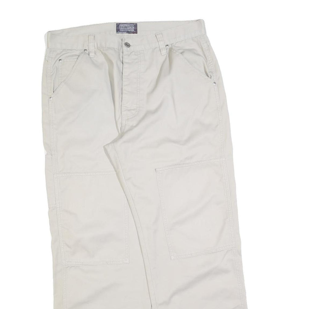 TEDDYS Womens Cotton Blend Beige Regular Straight Trousers W34 L30 Casual