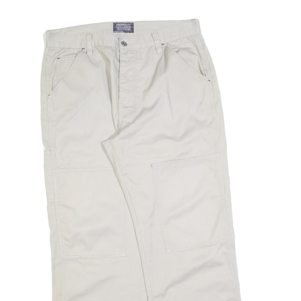 TEDDYS Womens Cotton Blend Beige Regular Straight Trousers W34 L30 Casual