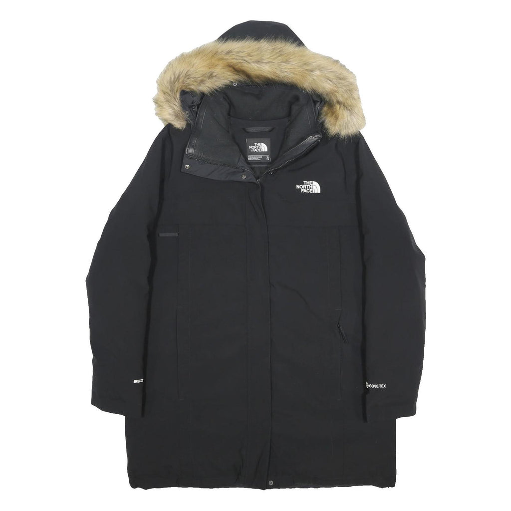 THE NORTH FACE Womens Black Parka XL Polyester Zip Faux Fur Hooded Winter Jacket