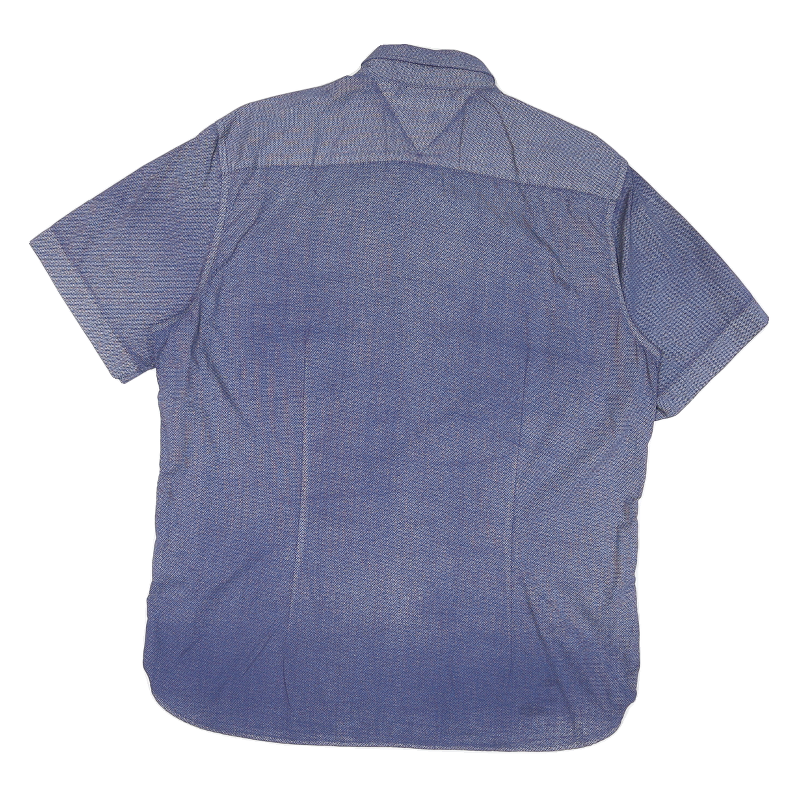 TOMMY HILFIGER Mens Blue Button-Down Short Sleeve Shirt 2XL Casual Cotton Blend