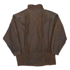 PELLE CUIR Womens Brown Leather Bomber Jacket M Woven Relaxed Fit Zip